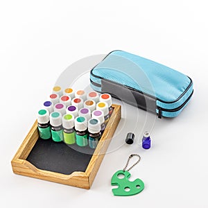 Tray with essential oils and storage case