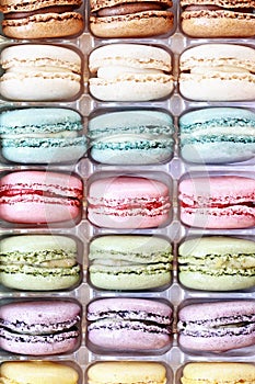Tray of Fresh Colorful Macarons