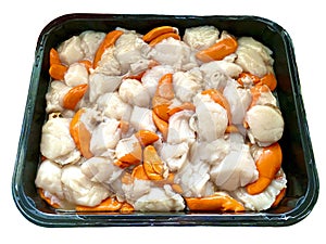 Tray of fresh King Scallops from the Isle of Man