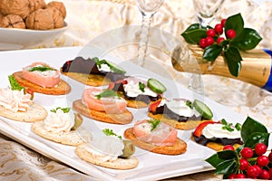 Tray full of fresh canapes