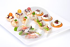 Tray full of fresh canapes