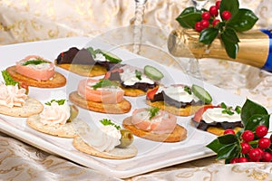 Tray full of fresh canapes