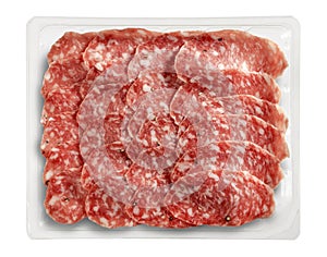 Tray Packaged of Presliced Salame Parma photo