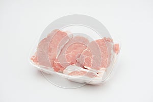 Tray of Pork on isolated background