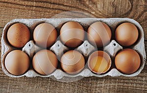 Tray of raw chicken eggs