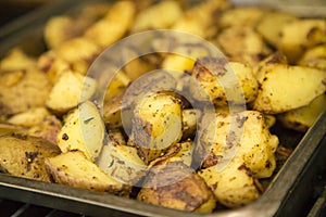 Tray of roast potatoes