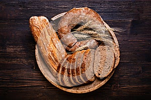 Tray with rustic bread