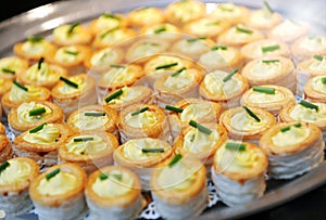 Tray of savory vol au vent appetizers