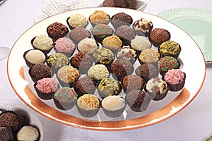 Tray with Variety of Gourmet Brigadeiros Traditional Brazilian sweet