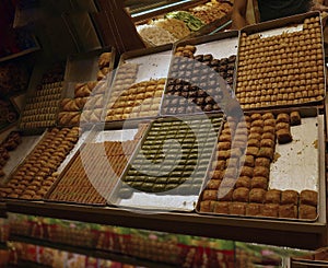 Trays of fresh baklava in in the Grand Bazaar