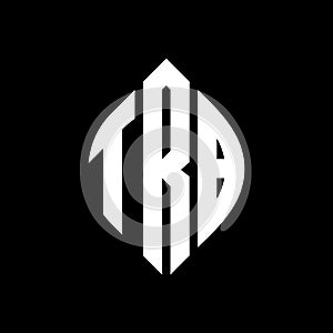 TRB circle letter logo design with circle and ellipse shape. TRB ellipse letters with typographic style. The three initials form a photo