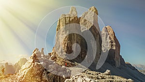 Tre Cime di Lavaredo with beautiful blue sky, Dolomiti di Sesto