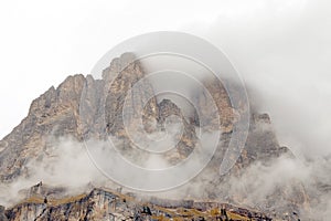 Tre Cime di Lavaredo seen from the famous viewpoint situated near Lago di Landro. photo