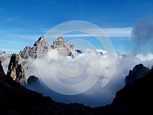 Tre Cime di Lavaredo peaks, Dolomit Alps mountains