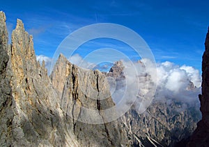 Tre Cime di Lavaredo peaks, Dolomit Alps mountains photo