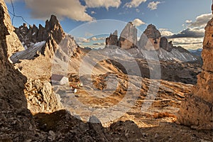 Tre cime di Lavaredo at sunset