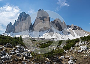 Tre Cime mountain. Cima Piccola, Cima Grande and Cima Ovest, Italy