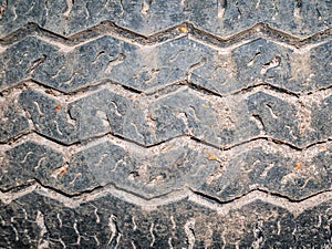 Tread pattern of an old car wheel