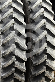 The tread pattern on tractor tires.