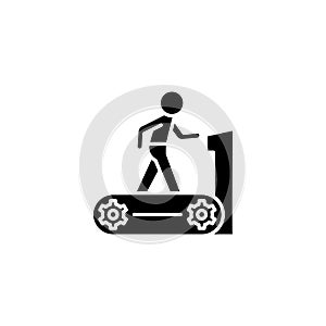 Treadmill black icon concept. Treadmill flat vector symbol, sign, illustration.