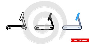 Treadmill icon of 3 types. Isolated vector sign symbol.
