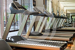 Treadmill machines in gym