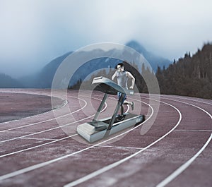 Treadmill on running track