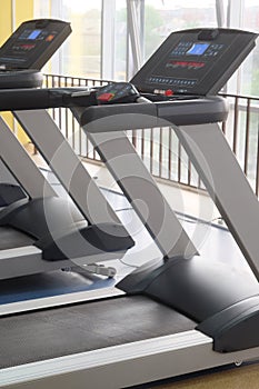 Treadmills in a fitness hall