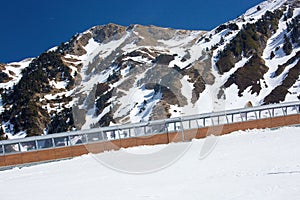 Treadmills and ski slope in pyrennes, france