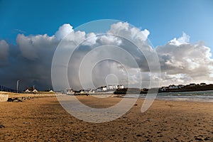 Trearddur Bay beach at sunset