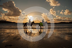 Trearddur Bay beach at sunset