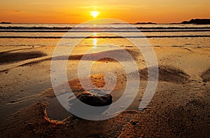 Trearddur Bay Beach at sunset