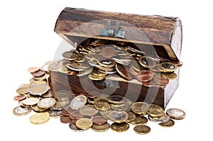 Treasure box with coins