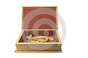 Treasure box with gold bullion and necklace