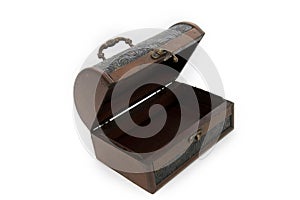 Treasure box, thrunk with isolated background.