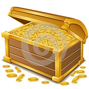 Treasure chest with coins