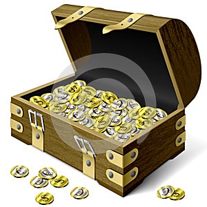 Treasure chest with coins