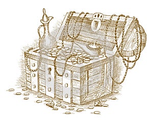 Treasure chest drawn by hand