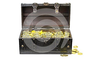 Treasure chest filled with gold coins