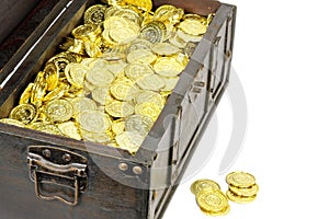 Treasure chest filled with gold coins
