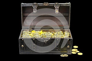 Treasure chest filled with gold coins