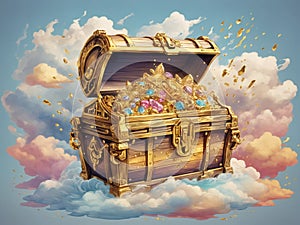 Treasure chest with gold, Ai generated