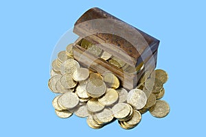 Treasure chest and gold coins