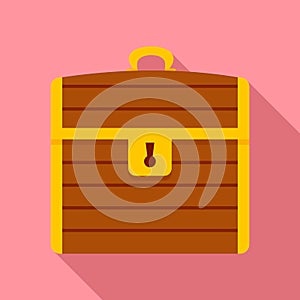 Treasure chest icon, flat style