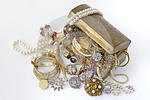 Treasure chest with jewellery photo