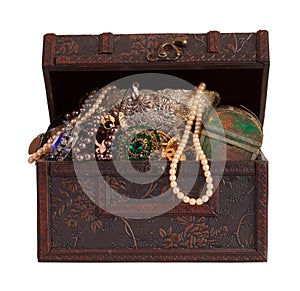 Treasure chest with jewellery