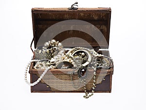 Treasure chest with lots of jewelry