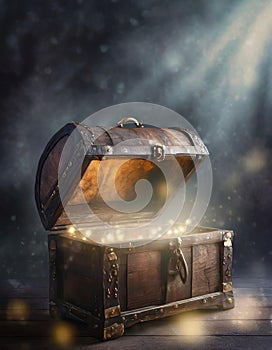 Treasure chest with magical lights