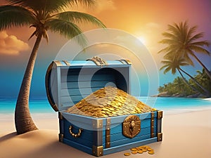 Treasure Chest Overflowing with Gold Coins and Jewels for Website Background