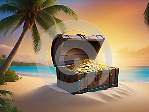 Treasure Chest Overflowing with Gold Coins and Jewels for Website Background